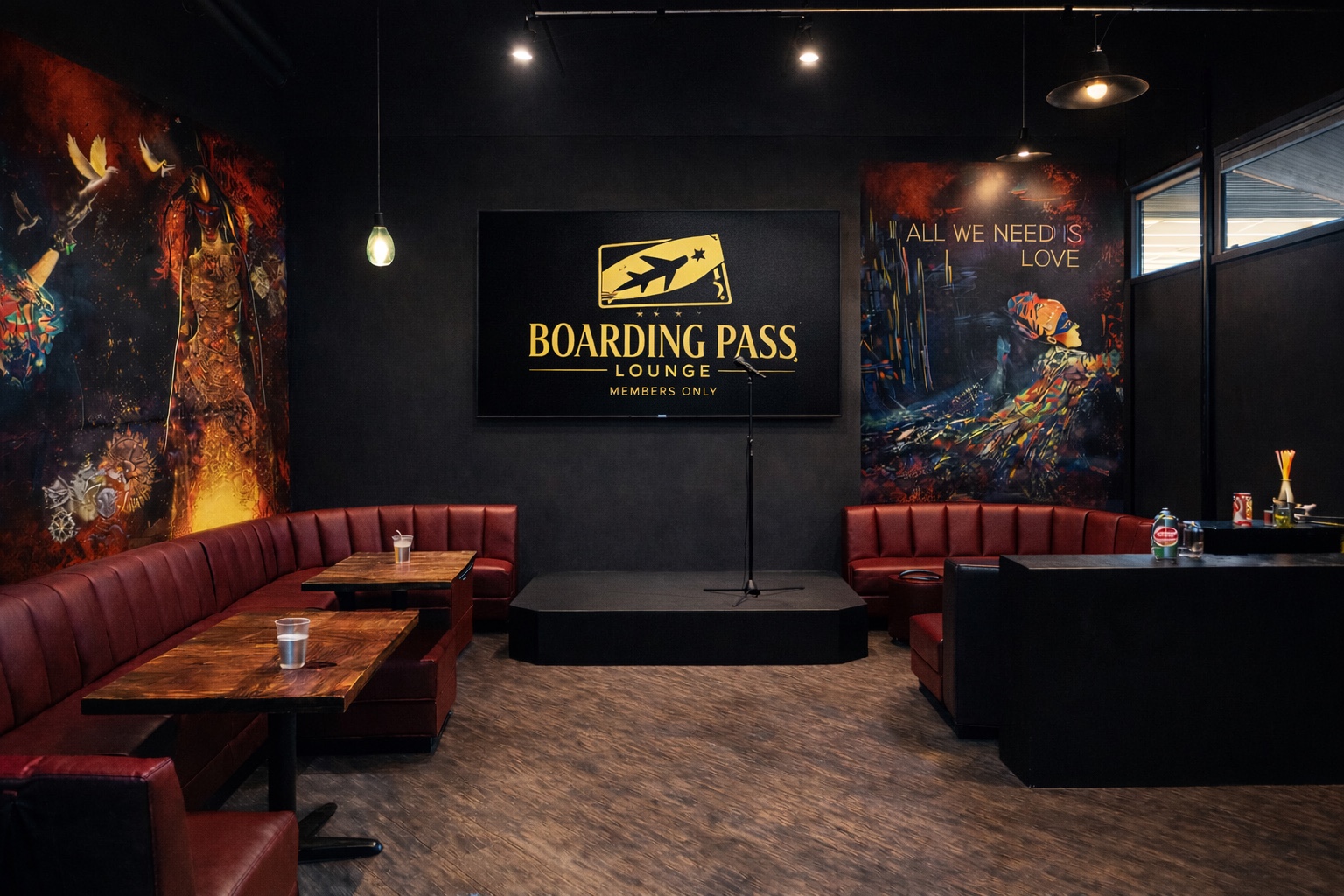 Upscale private booth at Boarding Pass Lounge